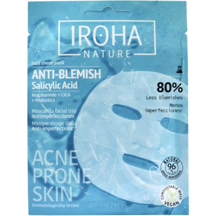 Iroha Nature Anti-Blemish sheet mask fátyolmaszk zsíros bőrre